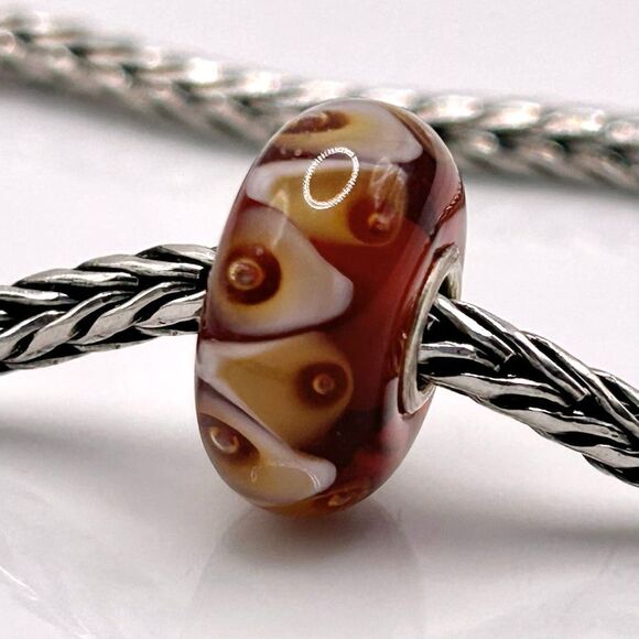 TROLLBEADS Amber Glass & Cream Bubbles Unique LAA 925S New Condition - Picture 6 of 8